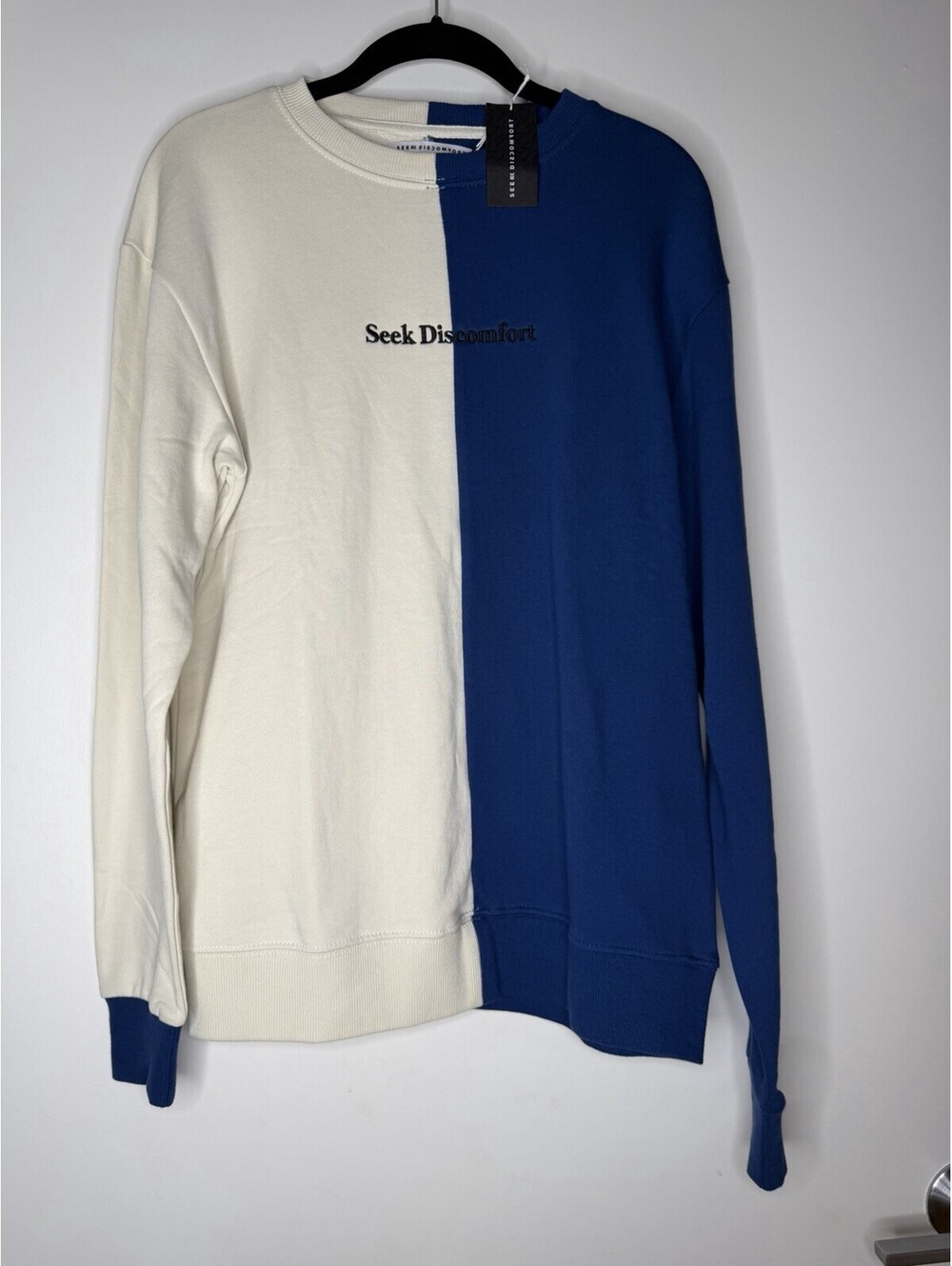Seek Discomfort Yes Theory Split Crewneck Sweatshirt Colorblock Pullover Size XS